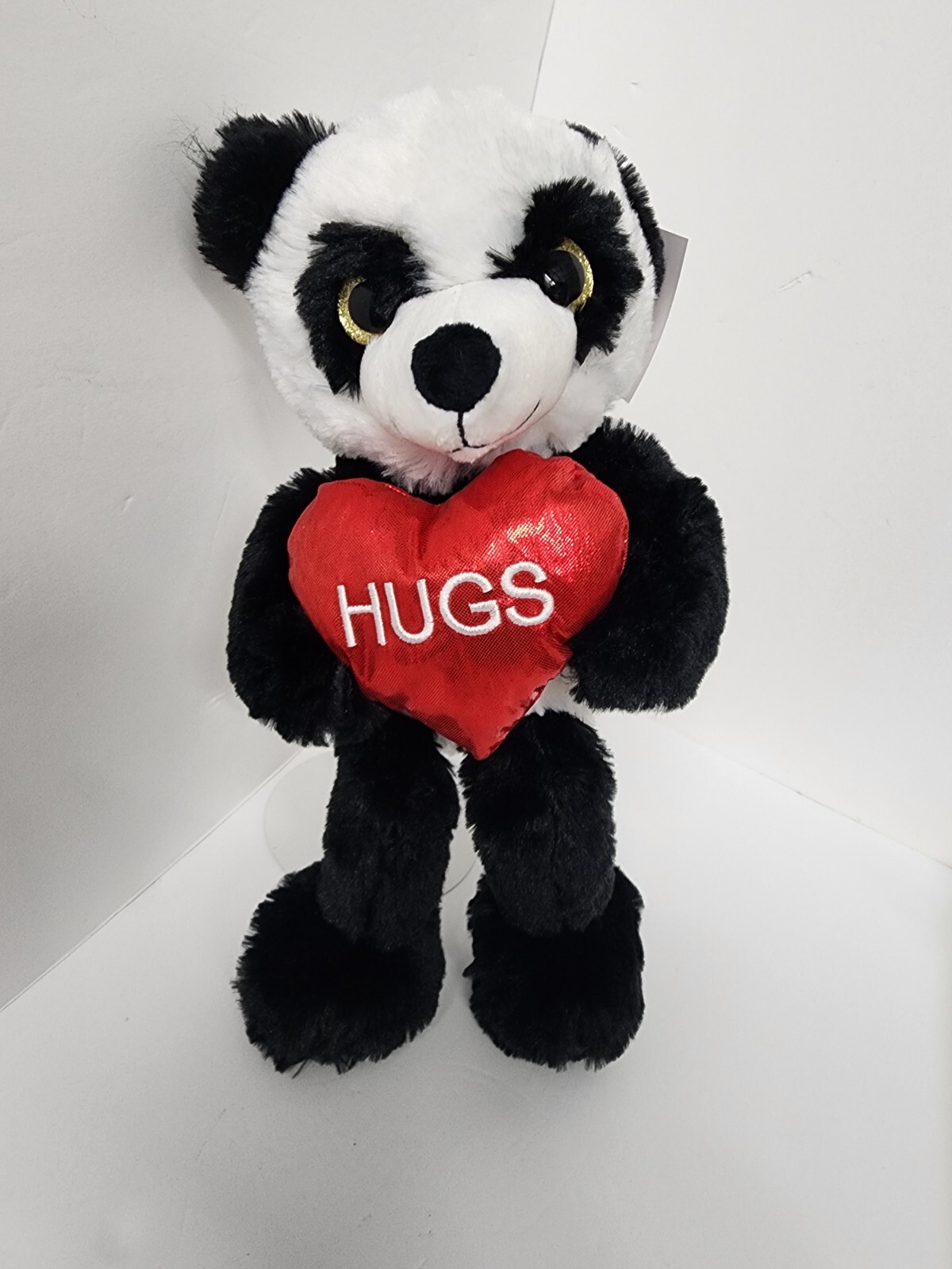 Panda Bear Plush Valentine Stuffed Toy Shiny Heart Hugs Gold