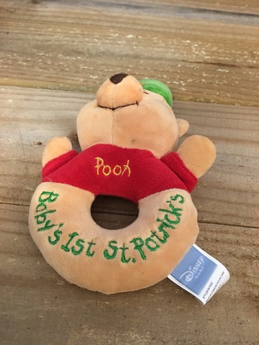 Disney Baby Winnie the Pooh Baby’s 1st St. Patrick’s Plush Ring Rattle