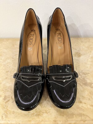 Tods Fringe Patent Leather Driver Pumps NWB EU 41