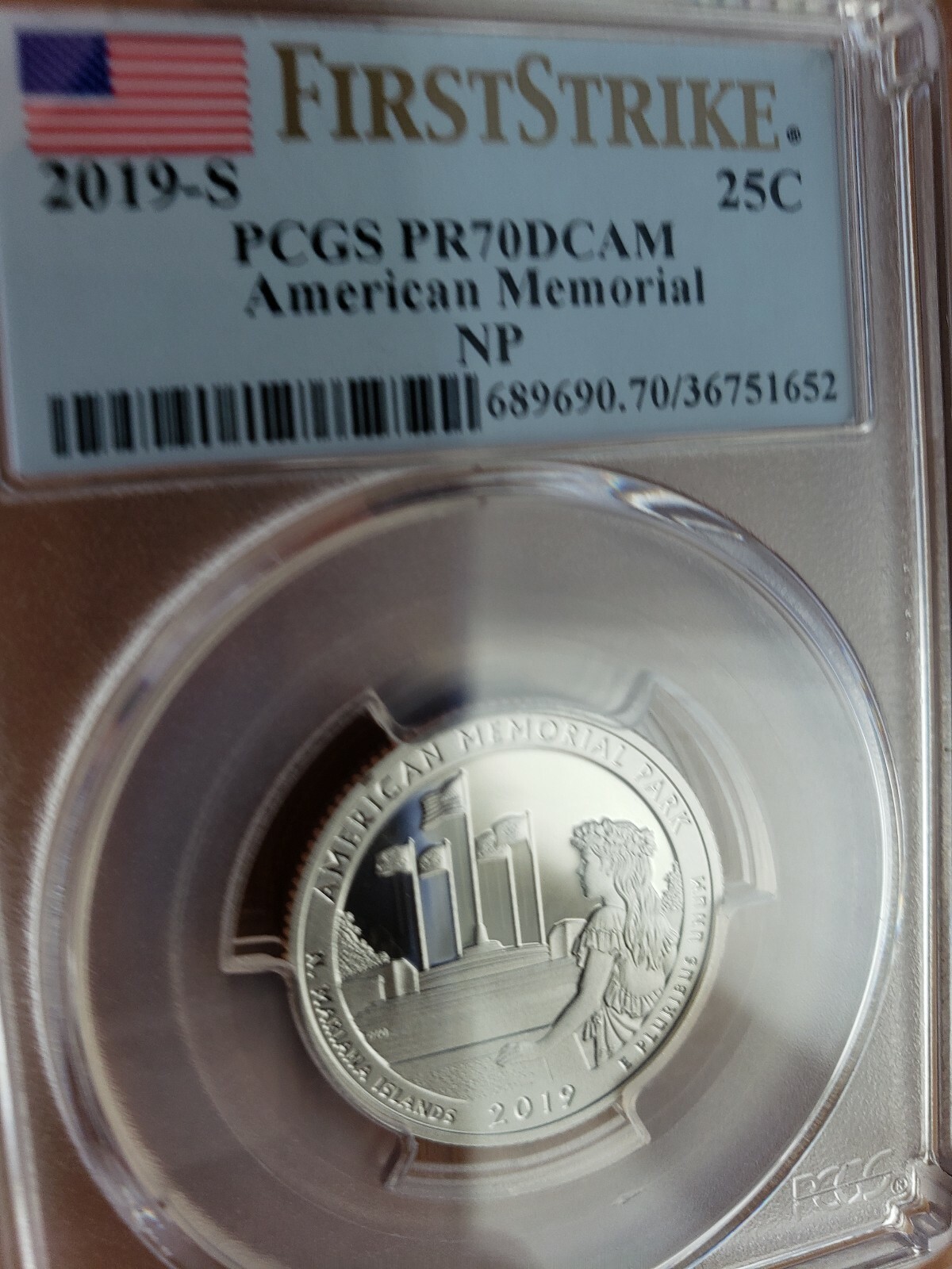 2019 S 25C Clad American Memorial Quarter PCGS PR70DCAM First Strike! SHARP!