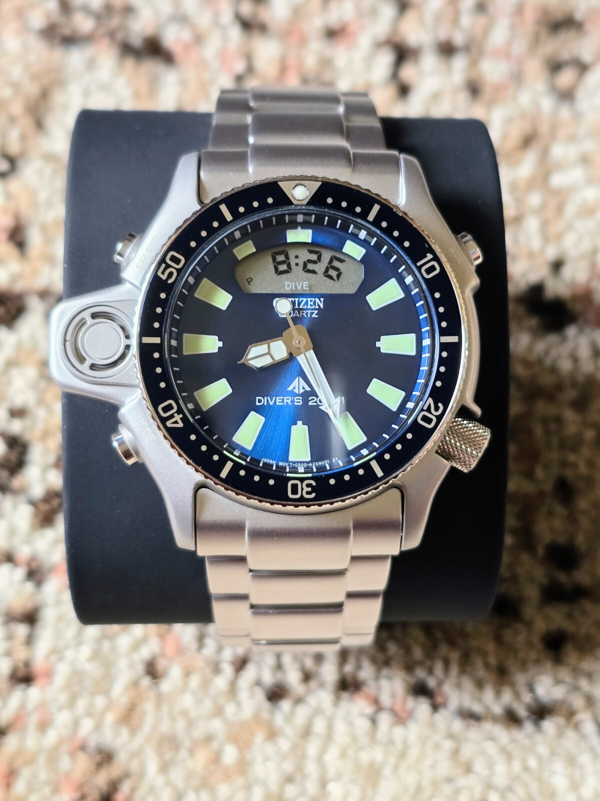 Pre-owned Citizen Aqualand Promaster Blue Dial Diver Watch Jp2000-67l Depth Sensor Alarm
