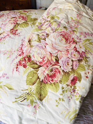 RARE J Queen Floral Roses King Comforter 2 King Shams Cottage Core