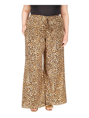 MICHAEL MICHAEL KORS Женские бежевые широкие брюки с животным принтом плюс 3X