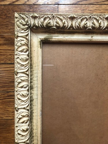 Vintage Old 11 X 14 Picture Frame Cream Colored Embellished