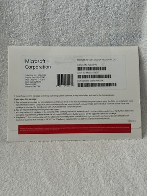 Microsoft Windows Win Home 10 Eng 64 Bit 1pk DSP OEI DVD - Sealed