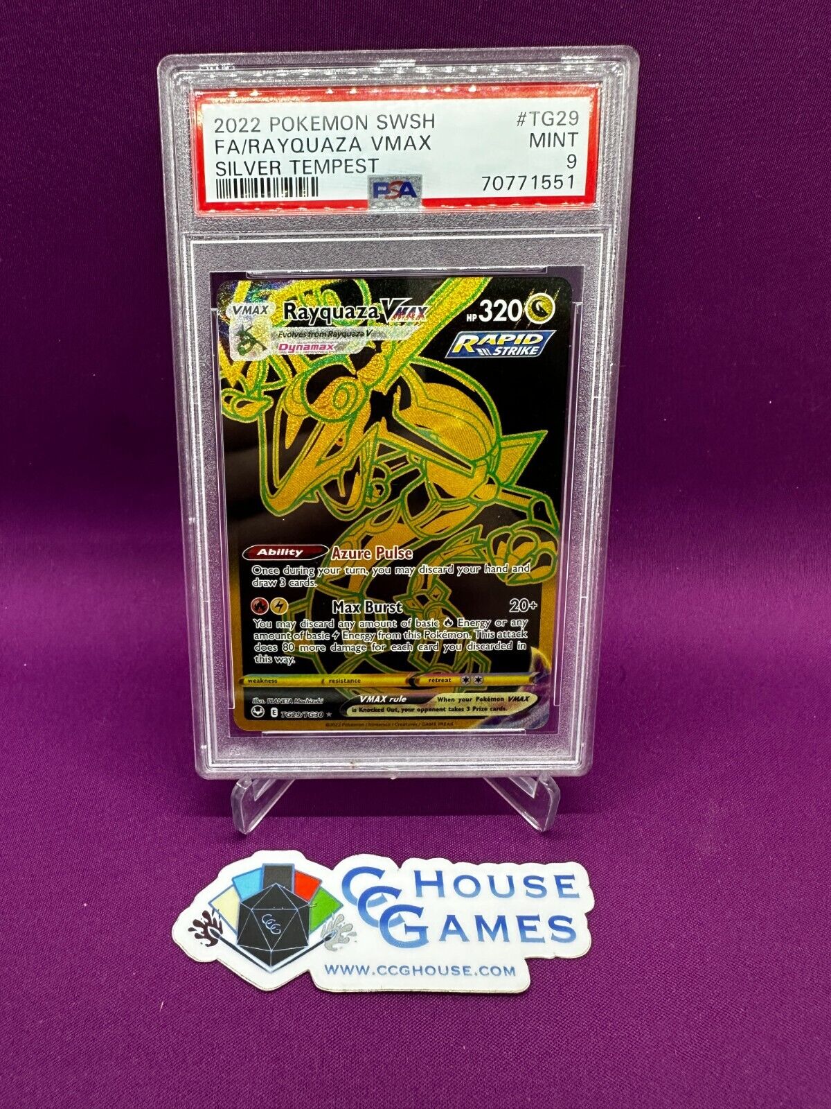 Pokemon Rayquaza VMAX TG29 Silver Tempest Black & Gold PSA Pokemon Rayquaza VMAX TG29 Silver Tempest Black & Gold PSA