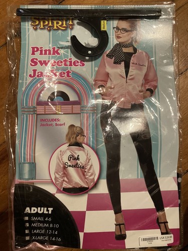 Halloween Costume pink Ladies 50’s womens Medium Sock Hop Grease Lightning