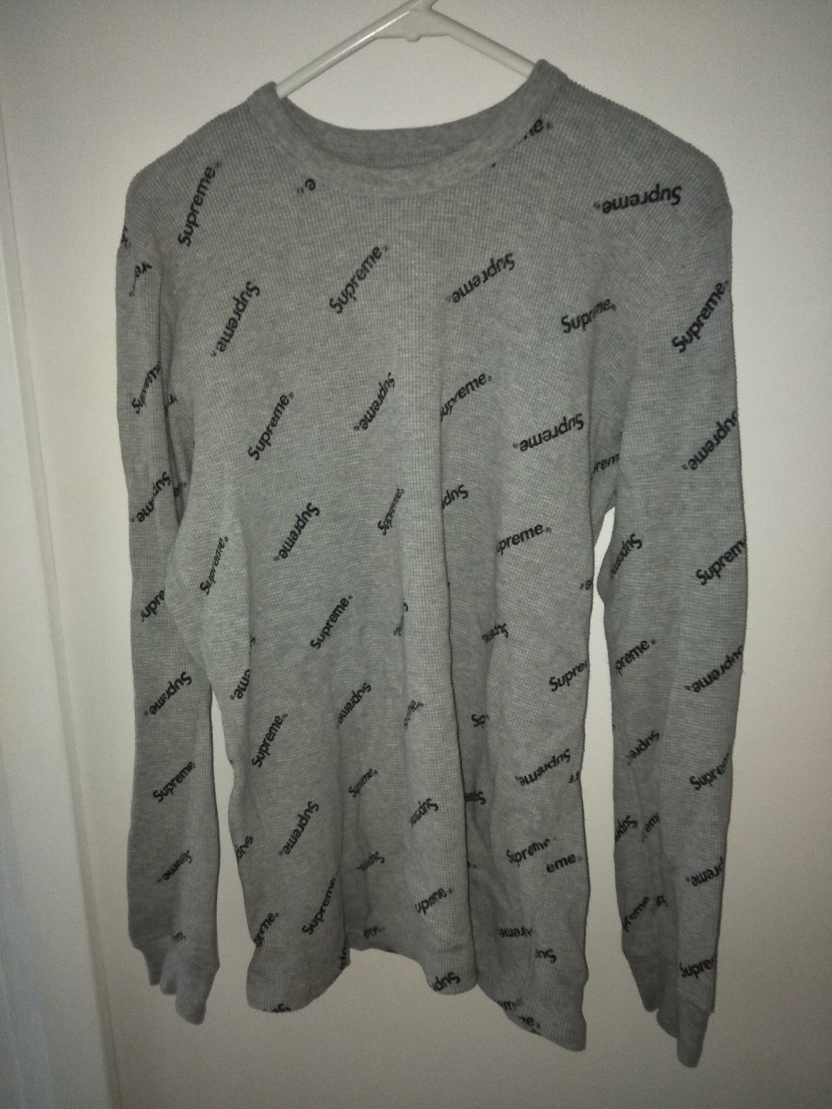 SUPREME Genuine 2015 A/W Logo Waffle Thermal SIZE M Heather SUPREME Genuine 2015 A/W Logo Waffle Thermal SIZE M Heather
