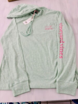 NEW Vineyard Vines Women s Wintermint Long Sleeve Hoodie Tee Shirt Whale Size S
