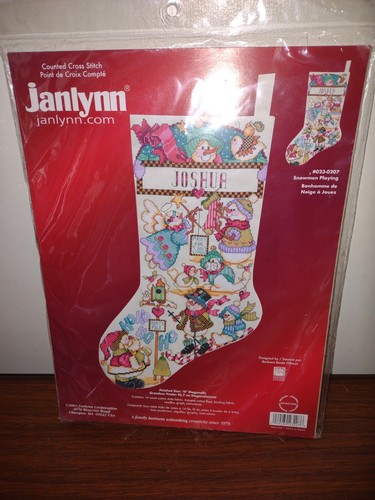 Janlynn  Snowmen Playing Counted Cross Stitch Stocking 18" # 023-0207 Christmas
