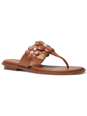 

MICHAEL KORS Женские коричневые сандалии Nellie Round Toe Block Heel Slip On Thong, Коричневый, 40T1NLFA2L