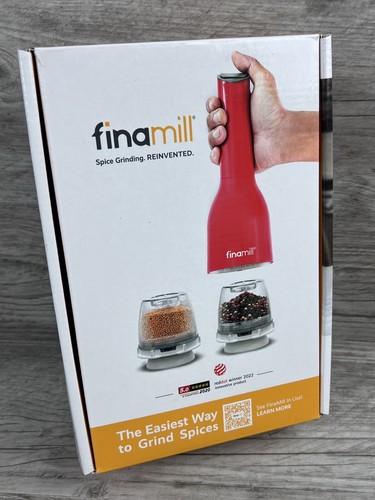 NEW Red FinaMill Set–  Battery Operated Pepper Mill & Spice Grinder + 2 FinaPods