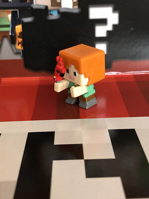 New Mattel Minecraft Mini-Figure TNT Series 25 Alex Holding Parrot Figure