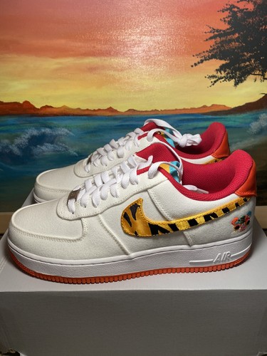 Nike Air Force 1 '07 PRM Daktari Bengals Tiger Stripe DJ6192-100 Size 10 NEW