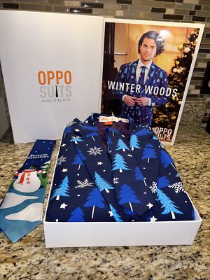 OppoSuit, Winter Woods Design, 3 Pieces, Jacket, Pants, Tie NWT Plus Extra Tie