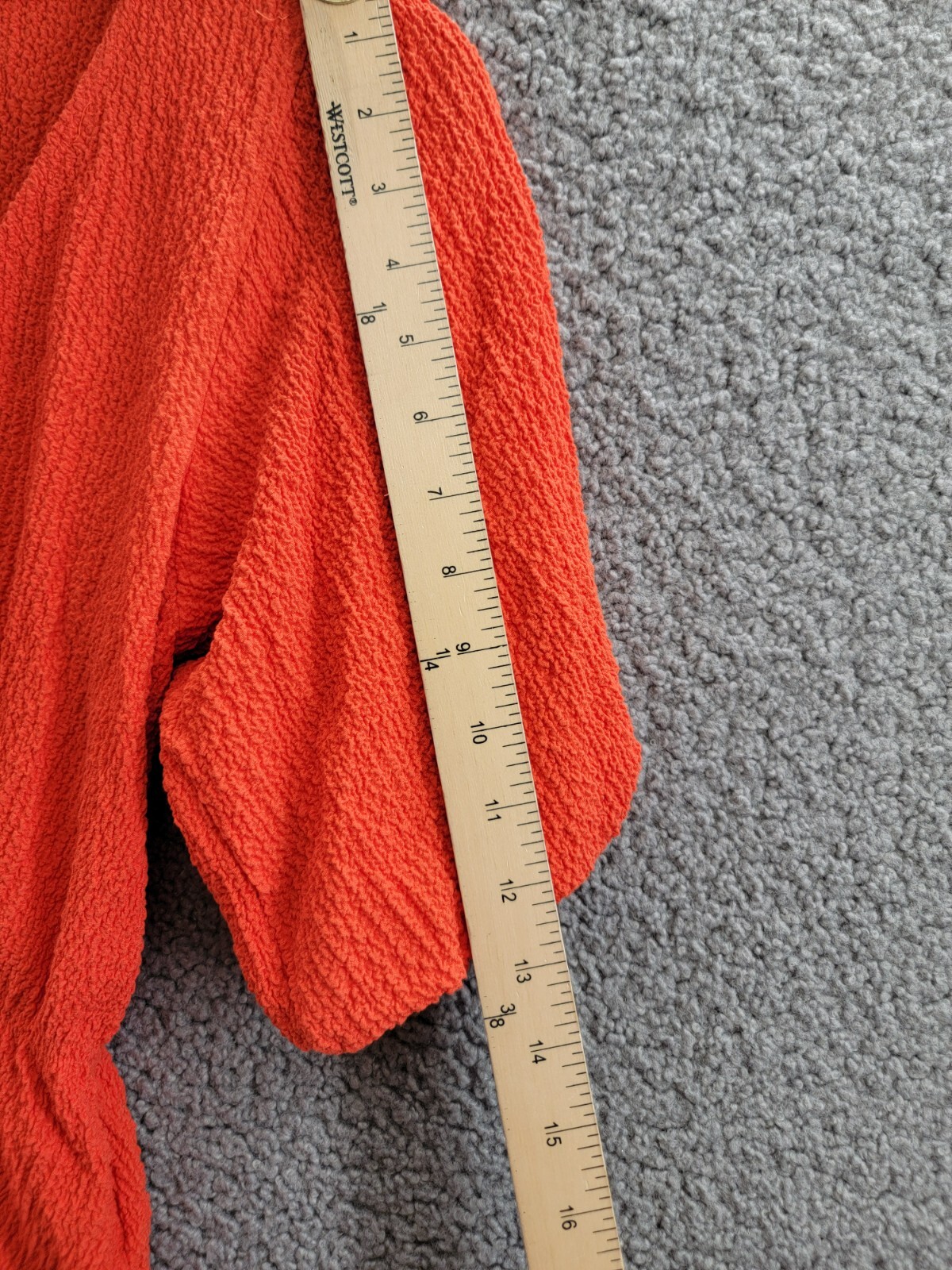 Sanctuary Textured Button-Front Peplum Top Women's XS Spicy Orange Elbow Sleeve - Picture 5 of 18