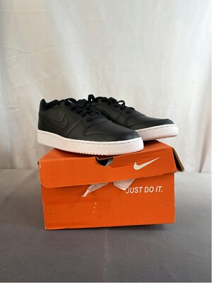 Nike Womens Ebernon Low AQ1779-001 Black Leather Lace Up Sneaker Shoes Size 7.5