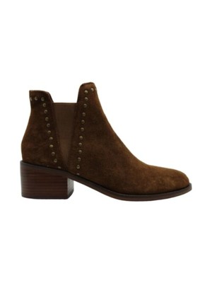 

STEVE MADDEN Женские коричневые кожаные ботильоны Gore Cade с круглым носком на блочном каблуке 8,5 м, Коричневый, CADE02S1