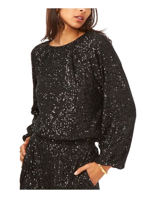 

VINCE CAMUTO Женский черный топ на подкладке с пуговицами и объемными рукавами сзади