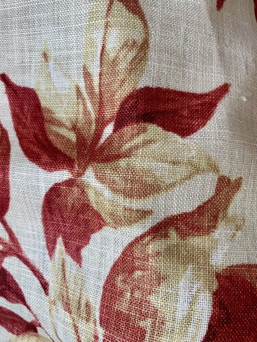 2 Yds BEACON HILL BEIGE AND RED FRUIT LINEN FABRIC