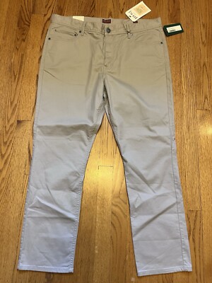 NWT Red Ale Alesbury Mens Slim Fit Bedford Cord Pants 38/30 Light Gray Brand New