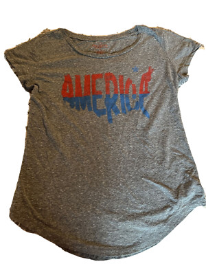 NWT State of Mine Womens America T-Shirt Heather Grey XL