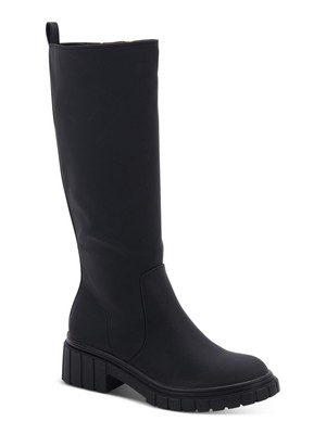 AQUA COLLEGE Womens Black Waterproof Paz Round Toe Block Heel Riding Boot 8.5 M