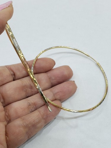 Pre-owned Rosegold Large Big 14k Yellow White Rose Gold Hoop Earrings 2.75 Inches Long 70 Mm