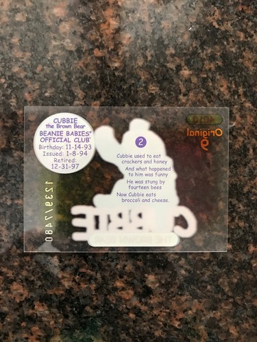 BBOC Series 1: Cubby The Bear (Original 9 Red, 1239/7480) Beanie Baby Ty Card
