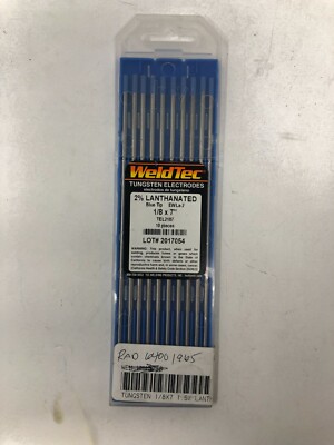 WeldTec WEM WM45718 Tungsten Electrodes EWLa-2 LANTHANATED 2% 1/8'' x 7'', 10 Pack