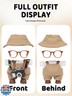 17cm Doll Clothes Set, Hat and Overalls and Shirt and Shoes and Glasses and Camera Set for 17cm Accessories Suit, Stylish Dolls Clothes Accessories, Cute Clothes for Dress up Unique Style (Khaki)