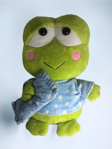 Sanrio Russ Keroppi Plush Green Frog Stuffed Animal Sleepy Blue Pajamas Pillow