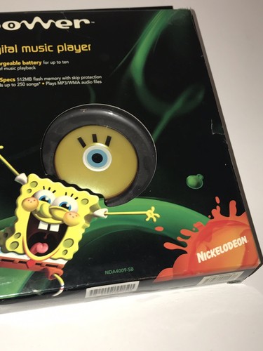 NIB Spongebob Digital Music Player MP3 / WMA Music Playback 512MB / 250 Songs