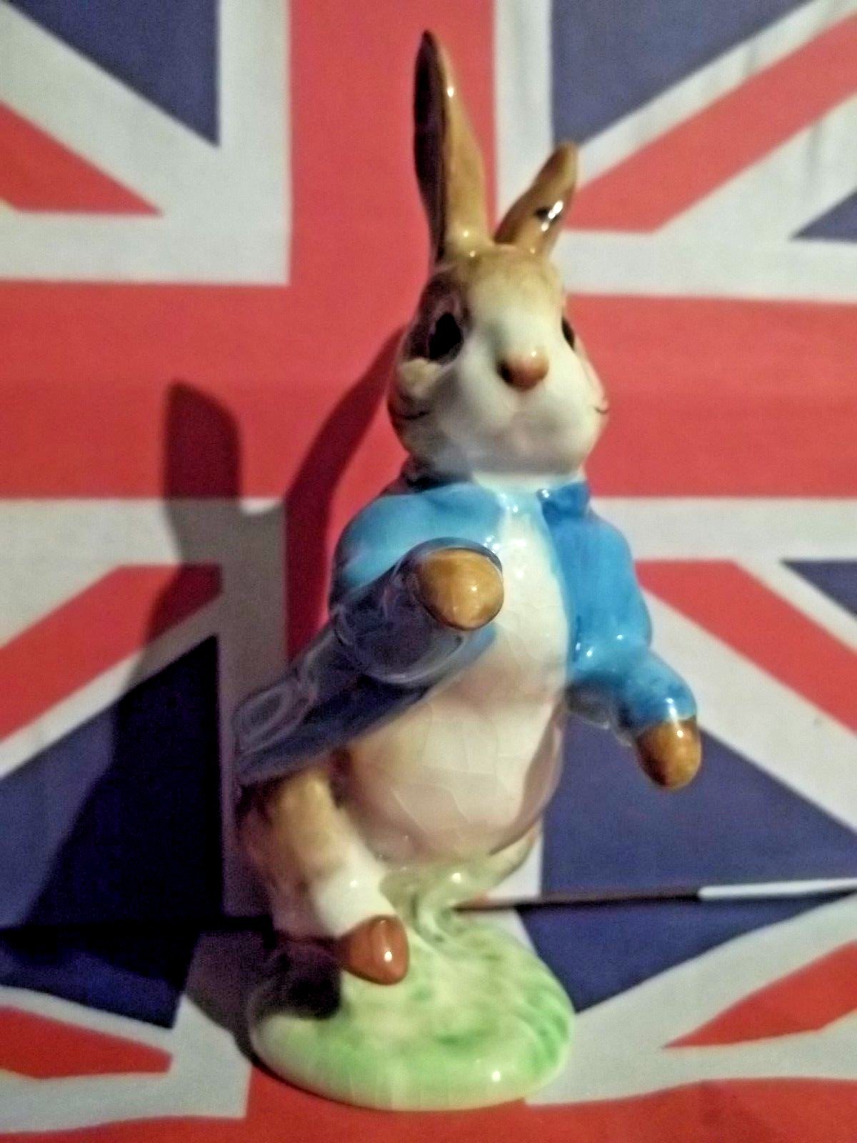 BEATRIX POTTER FIGURINE 1948 BP1A GOLD CIRCLE PETER RABBIT COPYRIGHT SCRIPT 1st