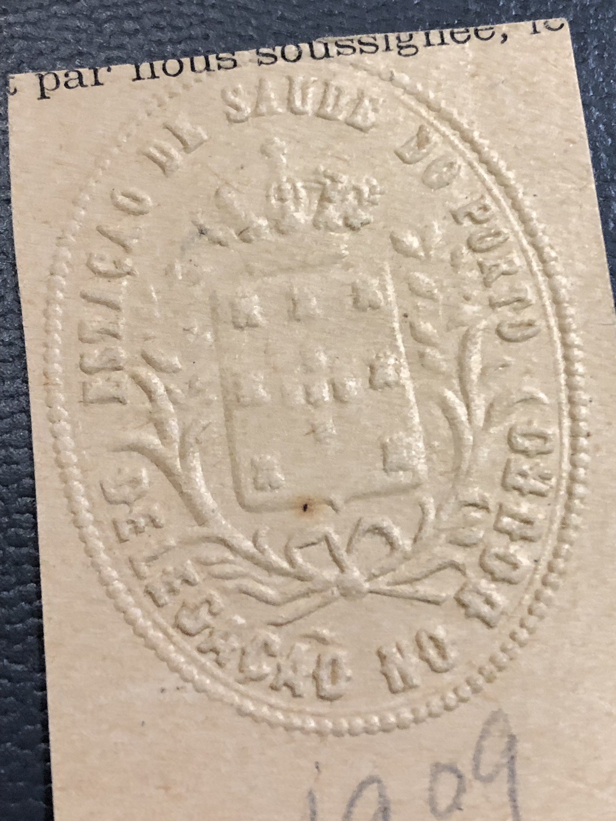 Unknown Embossed Stamp ?Portugal