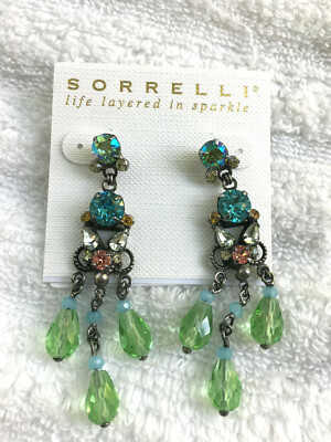 Sorrelli Vivid Horizons Statement Earrings  Turquoise, Corals,Greens Beautiful
