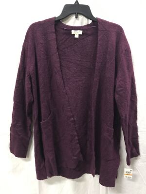 Style & Co Sweater 2 Pocket Openfront Cardigan Purple S