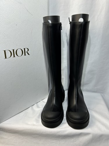 Christian Dior スウェード ブラック ロングブーツ 37 CDロゴ Christian Dior スウェード ブラック ロングブーツ 37 CDロゴ