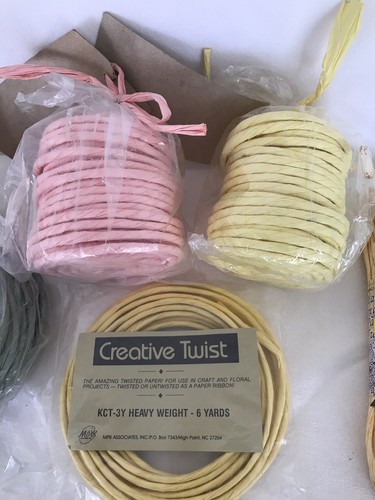 Lot of 6 different color Twisted Paper Ribbon, new condition w/original tag