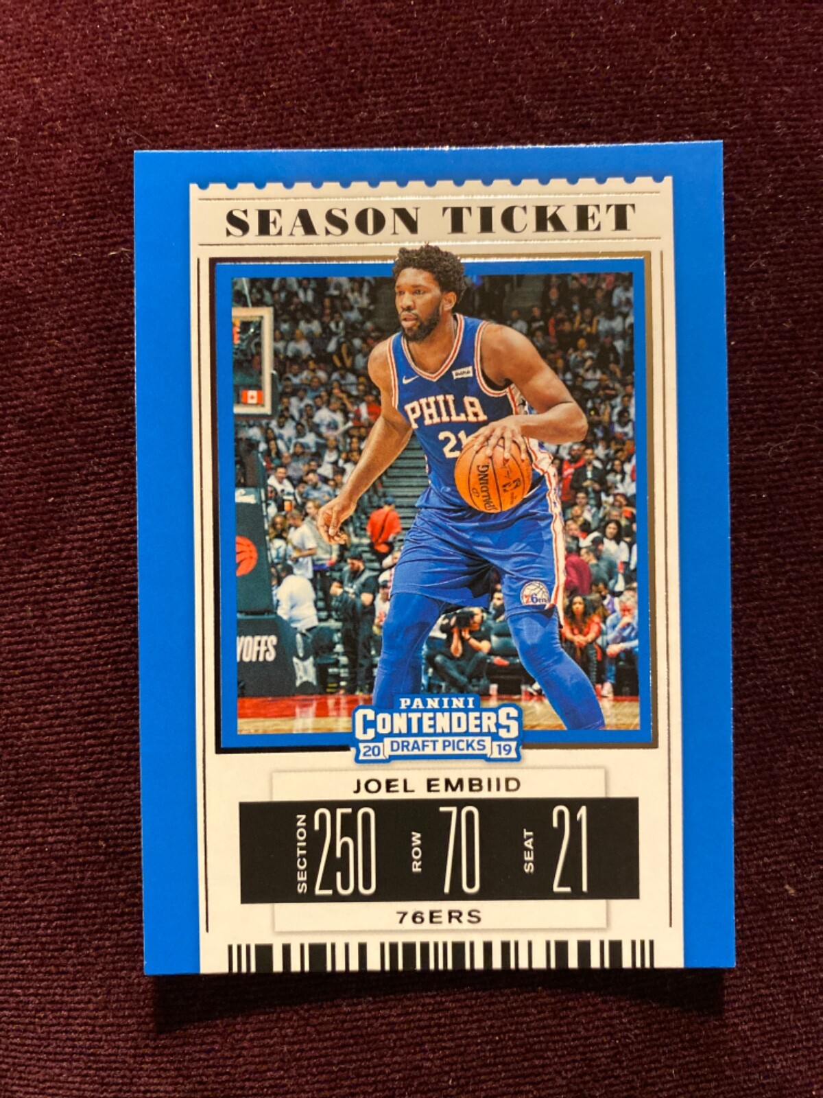 2019-20 Contenders Season Ticket #21 76ers Joel Embiid Basketball
