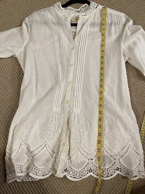 Anthropologie Isabella Sinclair Brimfield Lace Embroidered Button-Up shirt S
