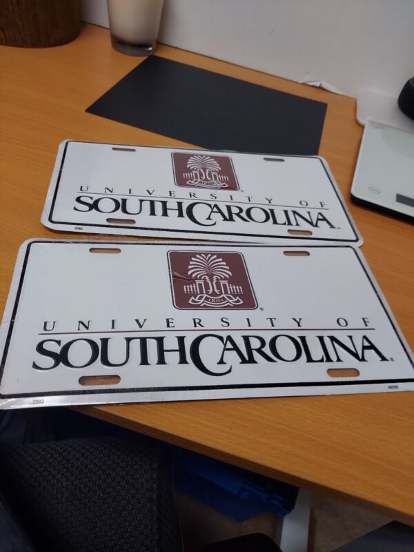 (2) University of South Carolina USC License Plates New