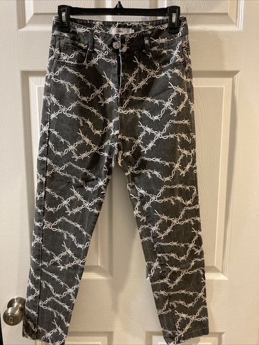 ✨完売　X-girl BARBED WIRE PINSTRIPE PANTS Current Mood Barbed Wire Pinstripe Pants - Black – Dolls Kill