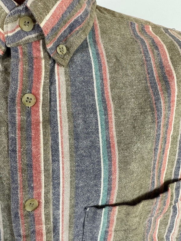 Vintage 90 Flannel Oxford Shirt Men XL Striped Preppy Outdoor Cotton Heavyweight