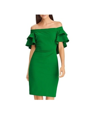 

LAUREN RALPH LAUREN Зеленое женское платье-футляр выше колена с развевающимися рукавами, Зеленый