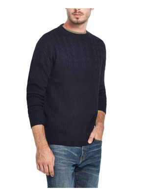 

WEATHERPROOF VINTAGE Мужской темно-синий свитер с длинным рукавом классической посадки без железа, Navy