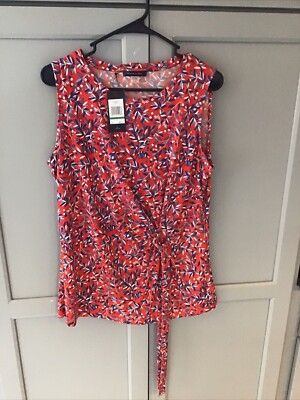 Tommy Hilfiger  Floral Sleeveless Polyester Side Tie Top Size L NWT