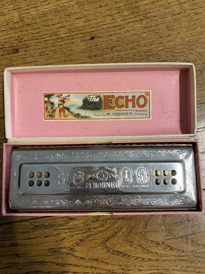 The Echo Harp Harmonica M. Hohner Germany 54/64 M2 C/G Bell Metal Reeds in Box