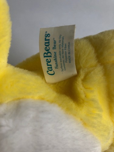 Care Bears Funshine Bear Yellow Puppet 2003 Orange Eyes And Heart Nose 9”