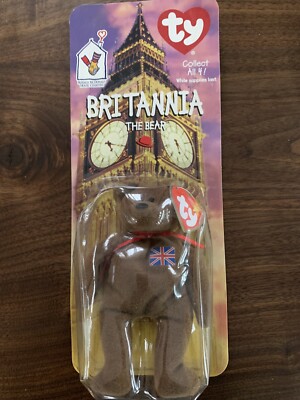 Brittania the Bear 1999 McDonalds Ty Teenie Beanie Baby 1993 Oakbrook sealed